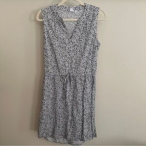 GAP Black and White Sleeveless V-Neck Midi Cinch Waist Sundress - S